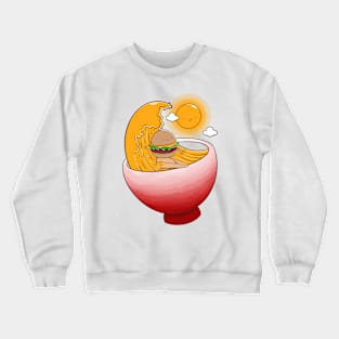 Burger Surfer in Ramen Bowl Crewneck Sweatshirt